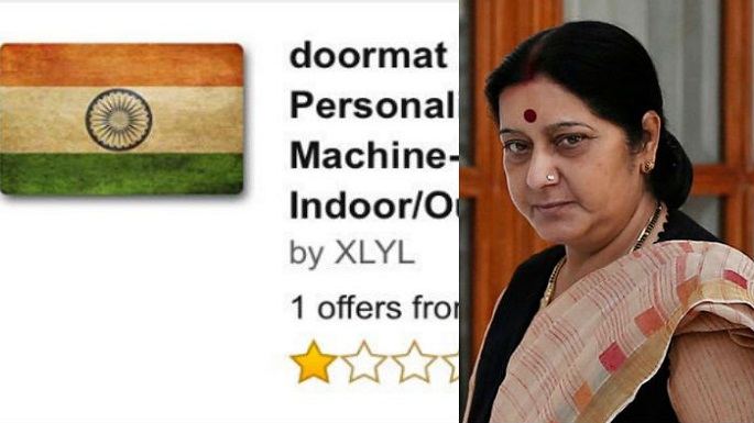 sushma swaraj amazon indian flags doormats