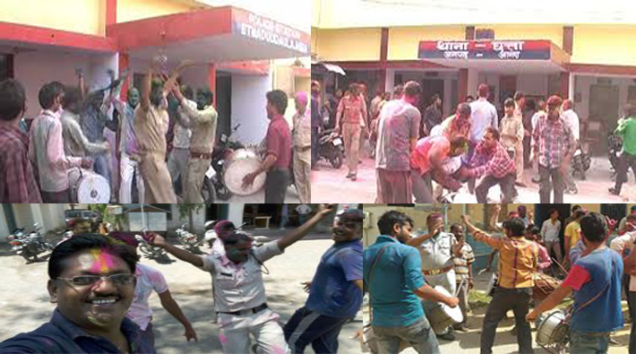 up police celebrate holi