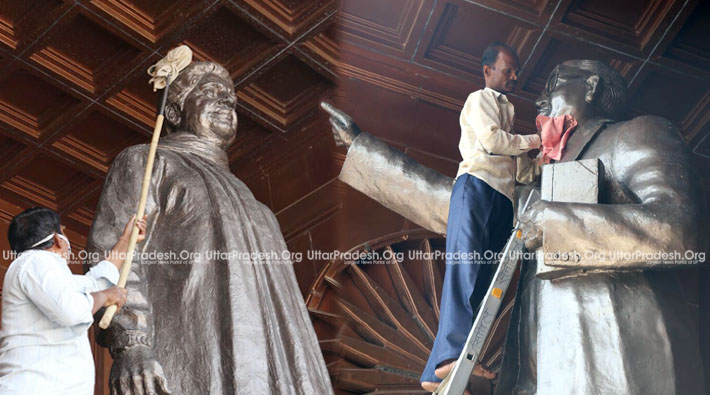 mayawati government statues cleaning work