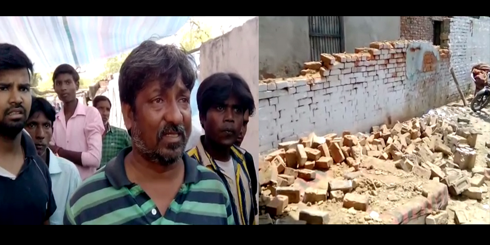 wall fall behind school in alambagh lucknow