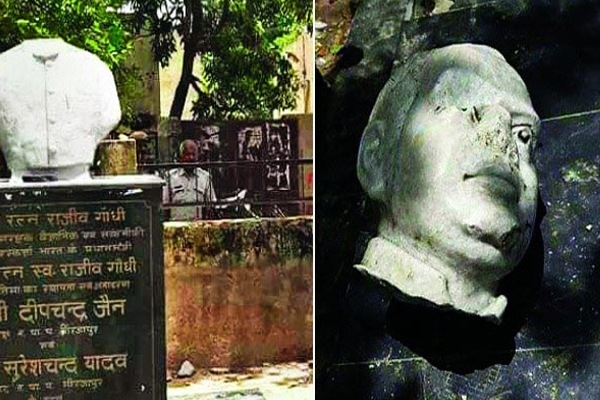 rajiv gandhi statue damage