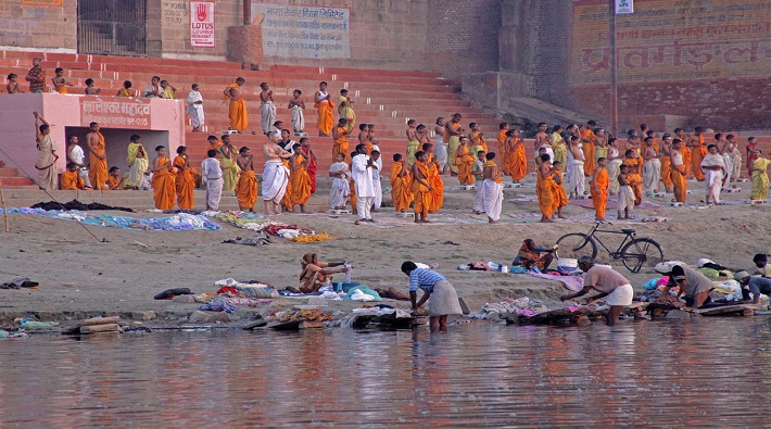 tiranga yoga camp organized on banks of ganga in varanasi