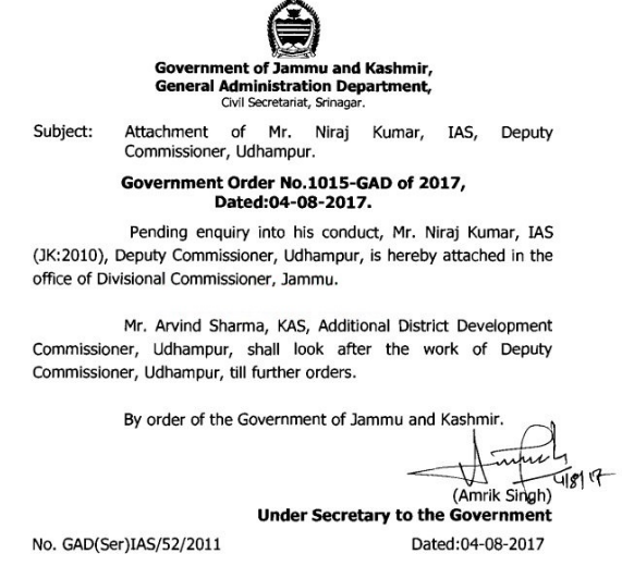 niraj kumar removed