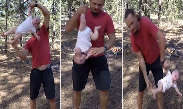 crazy father swinging