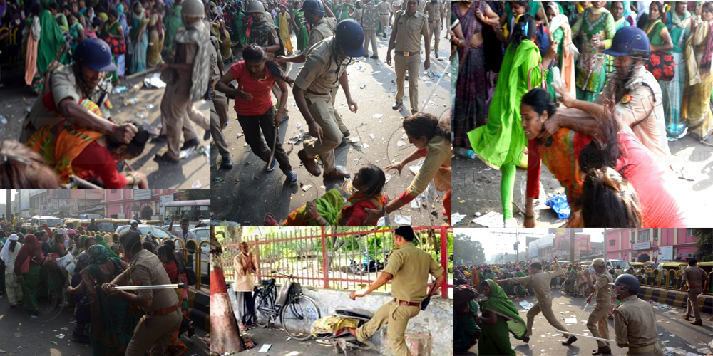 Lathicharge on anganvadi workers